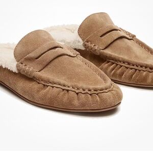 Tan Suede Moccasin Slippers